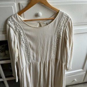 Anthropologie White Boho Dress in Size L